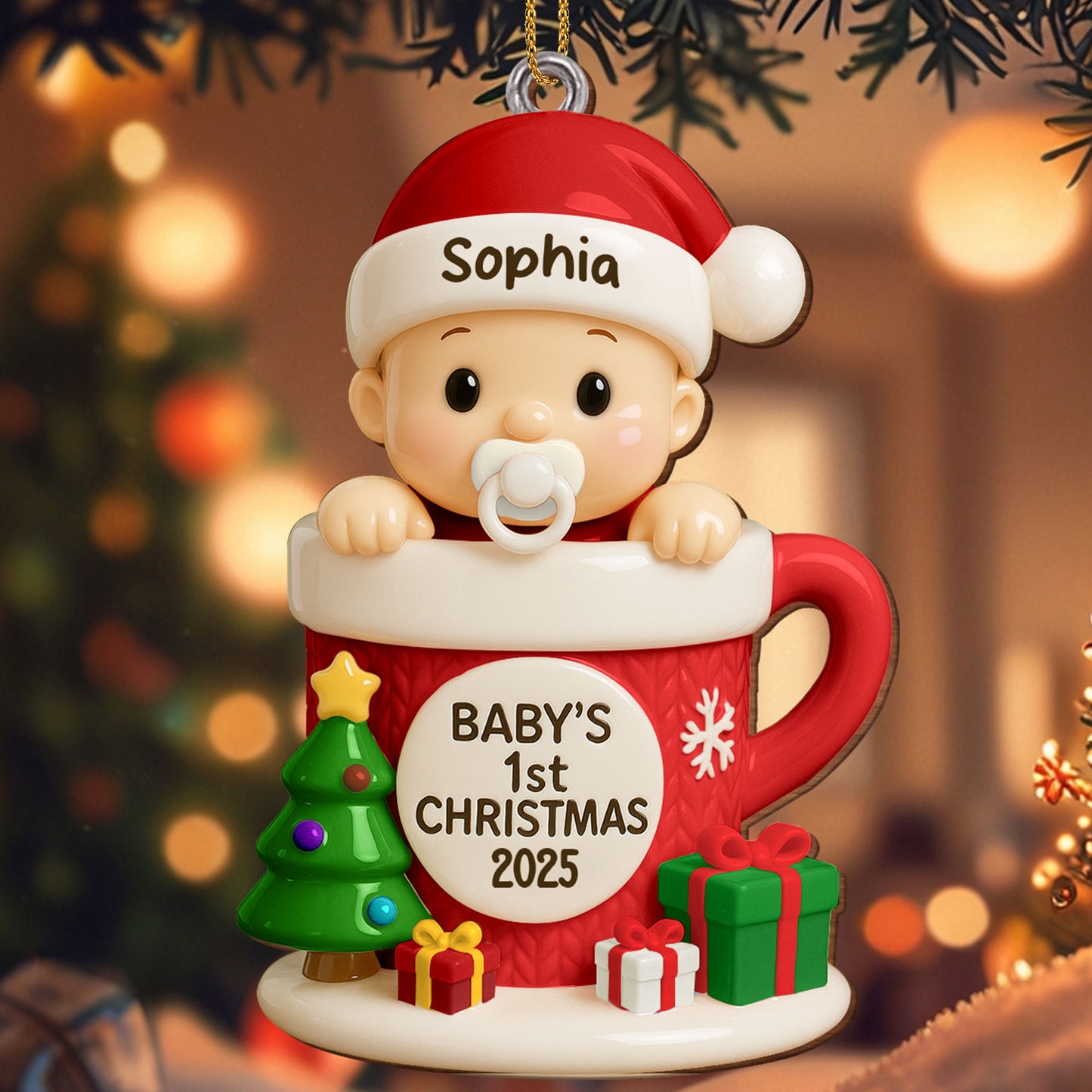 Baby's First Christmas, Red Christmas Mug With Baby