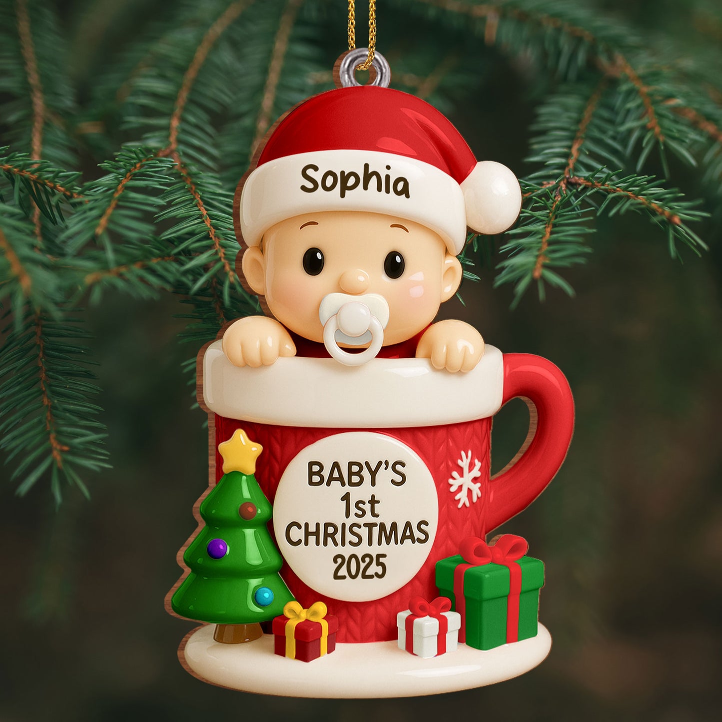 Baby's First Christmas, Red Christmas Mug With Baby