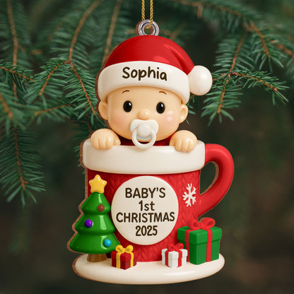Baby's First Christmas, Red Christmas Mug With Baby
