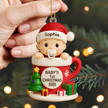 Baby's First Christmas, Red Christmas Mug With Baby