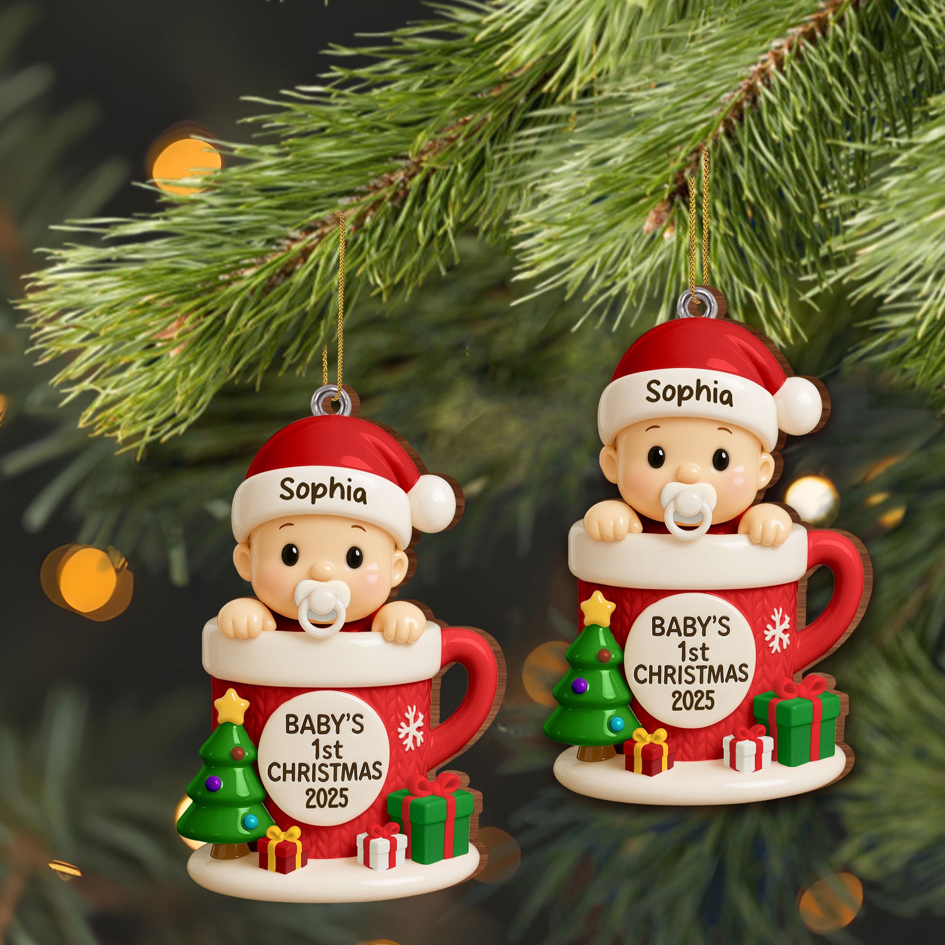Baby's First Christmas, Red Christmas Mug With Baby