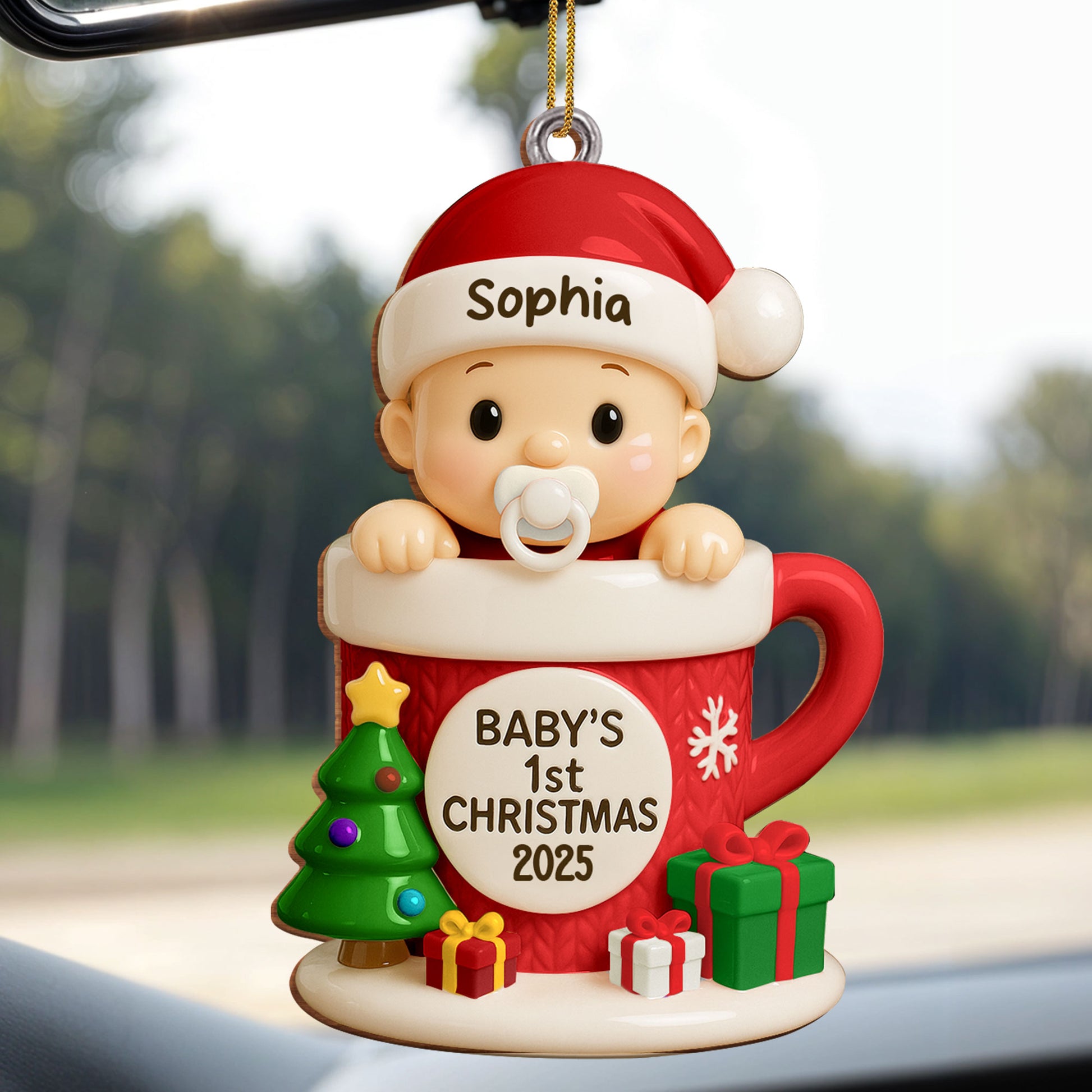 Baby's First Christmas, Red Christmas Mug With Baby