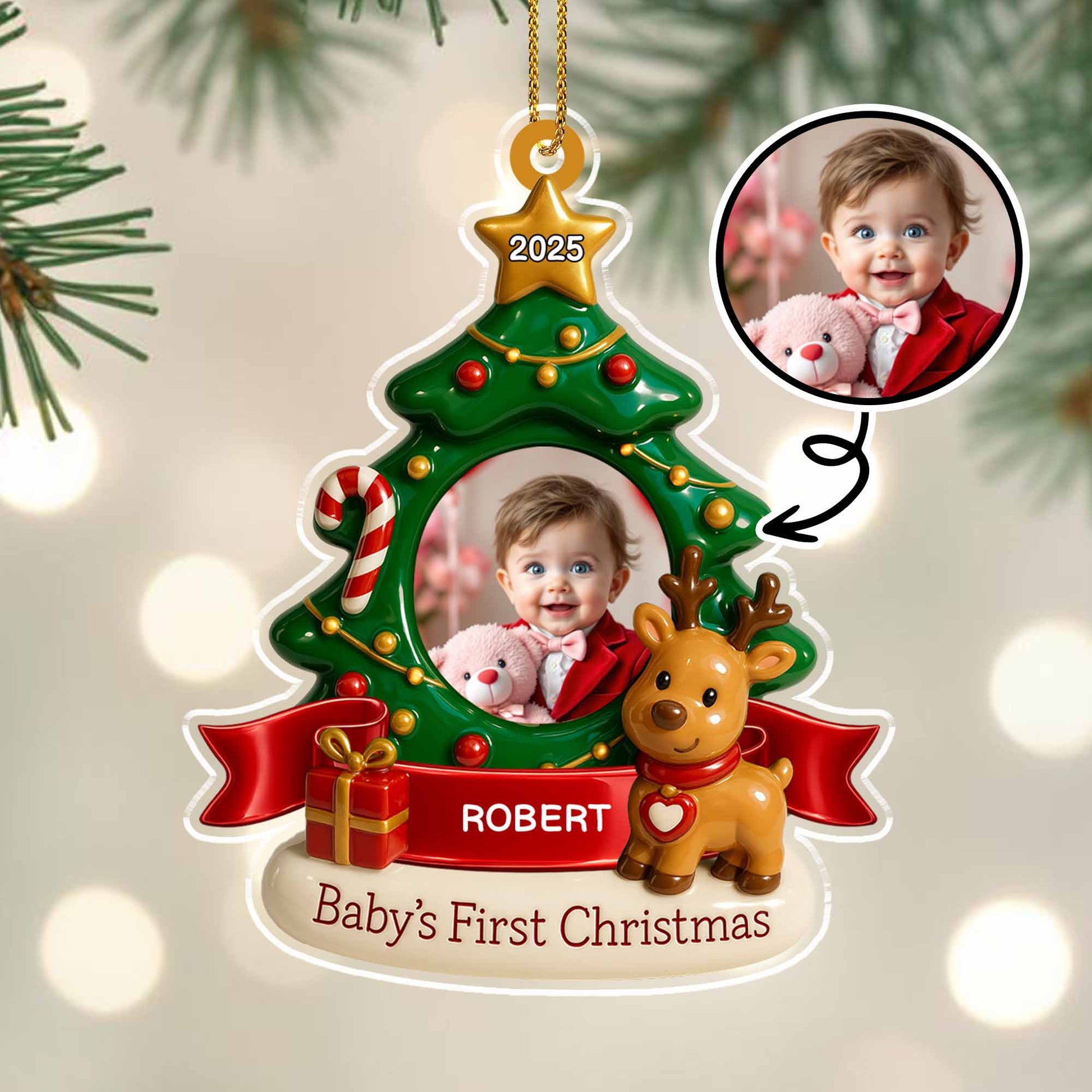 Baby's First Christmas With Tree And Reindeer