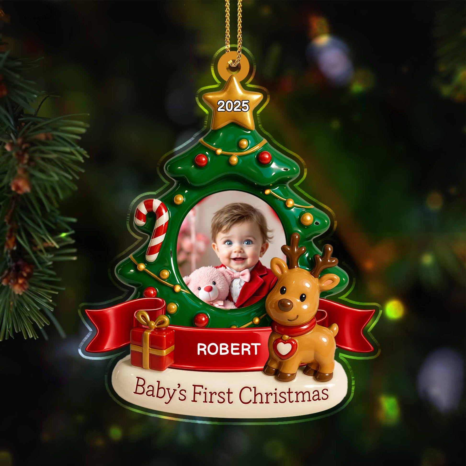 Baby's First Christmas With Tree And Reindeer