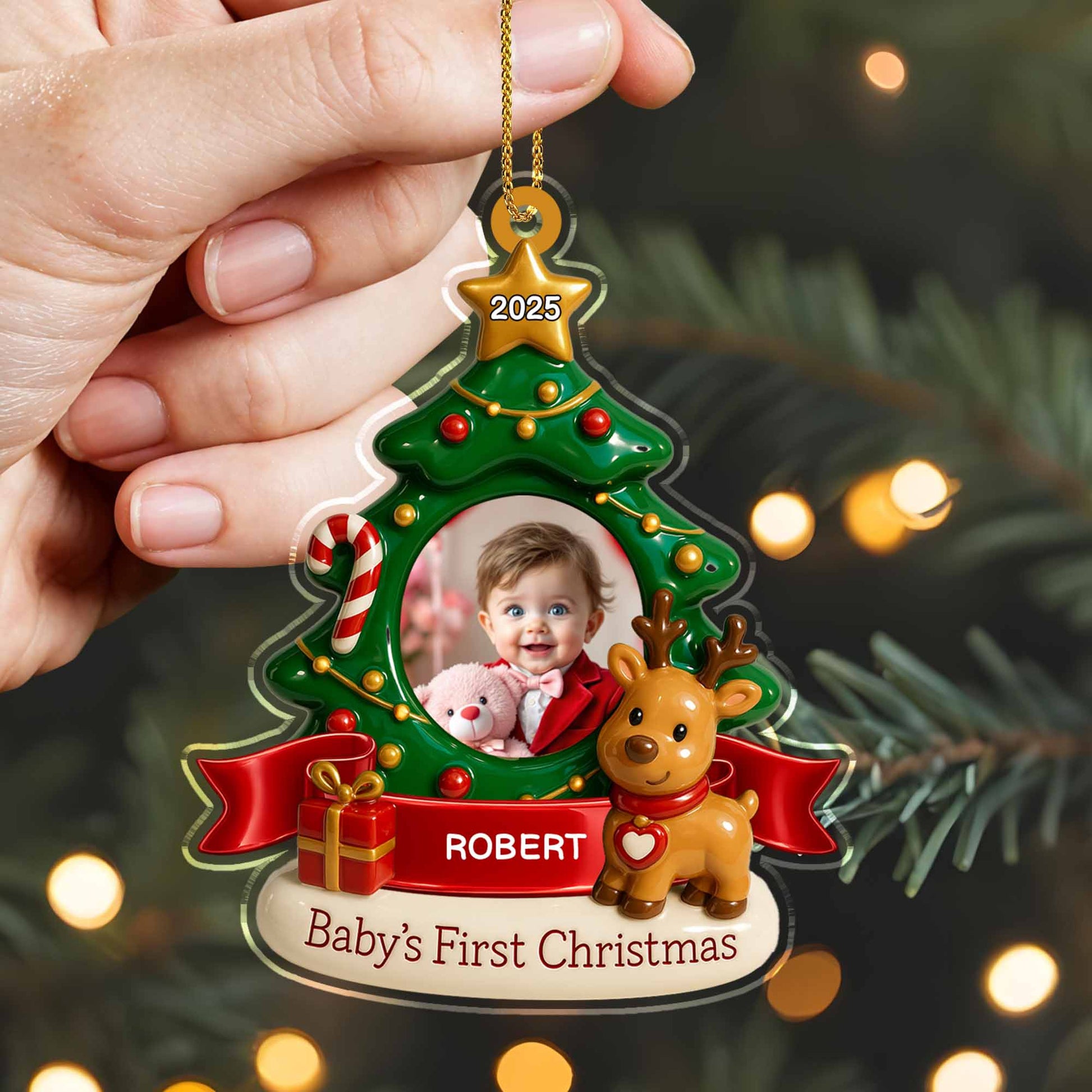 Baby's First Christmas With Tree And Reindeer