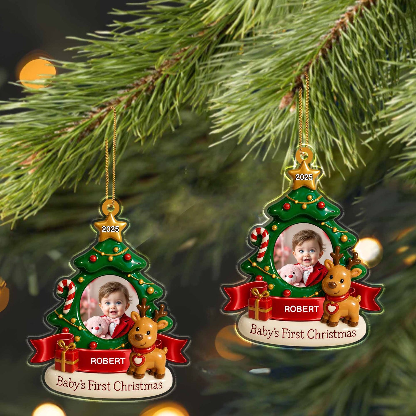 Baby's First Christmas With Tree And Reindeer