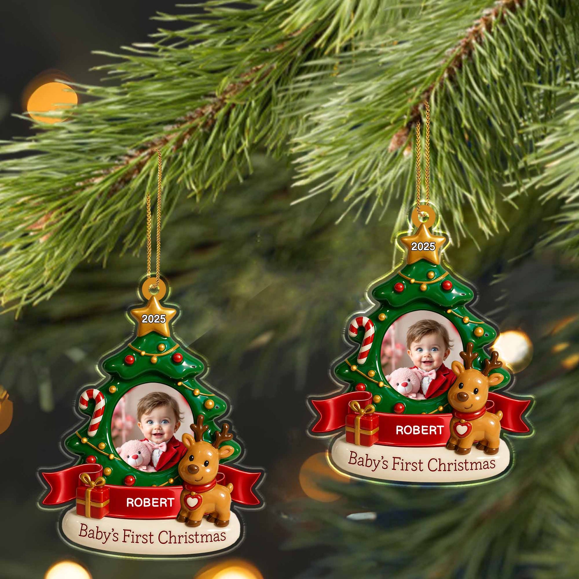 Baby's First Christmas With Tree And Reindeer