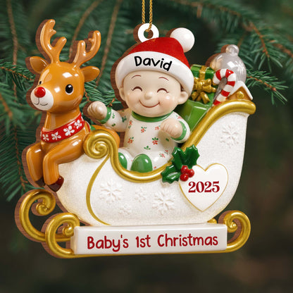 Baby's 1st Christmas With Reindeer And Sleigh