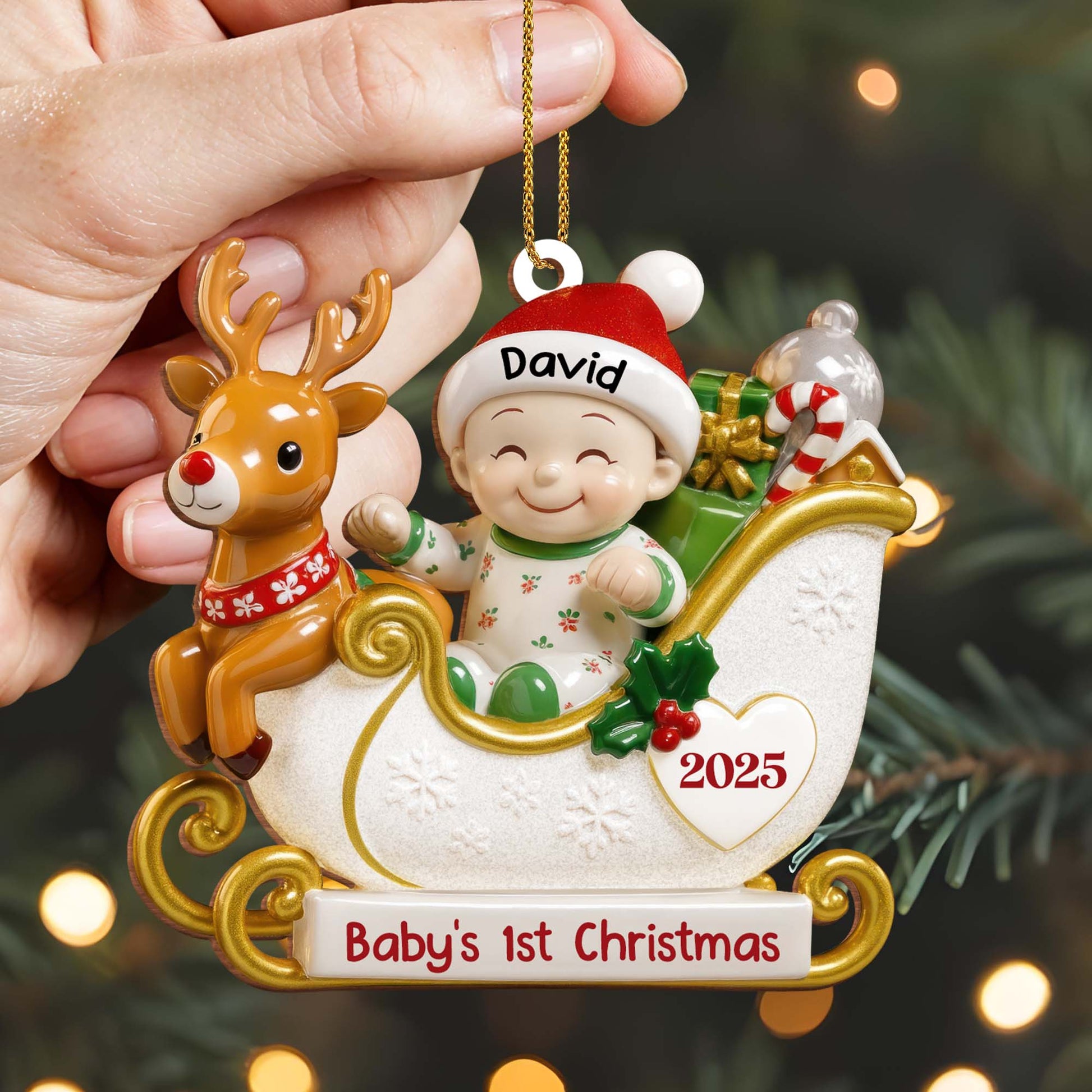 Baby's 1st Christmas With Reindeer And Sleigh