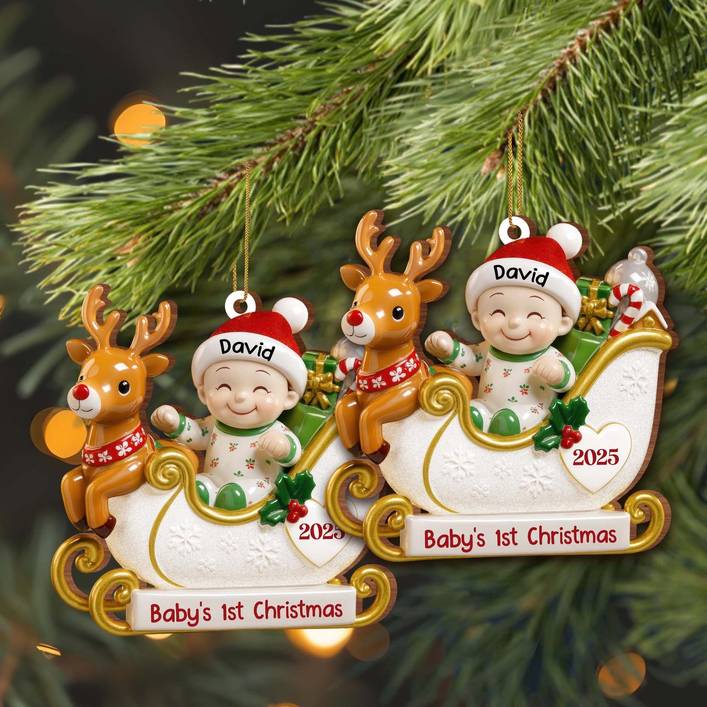 Baby's 1st Christmas With Reindeer And Sleigh