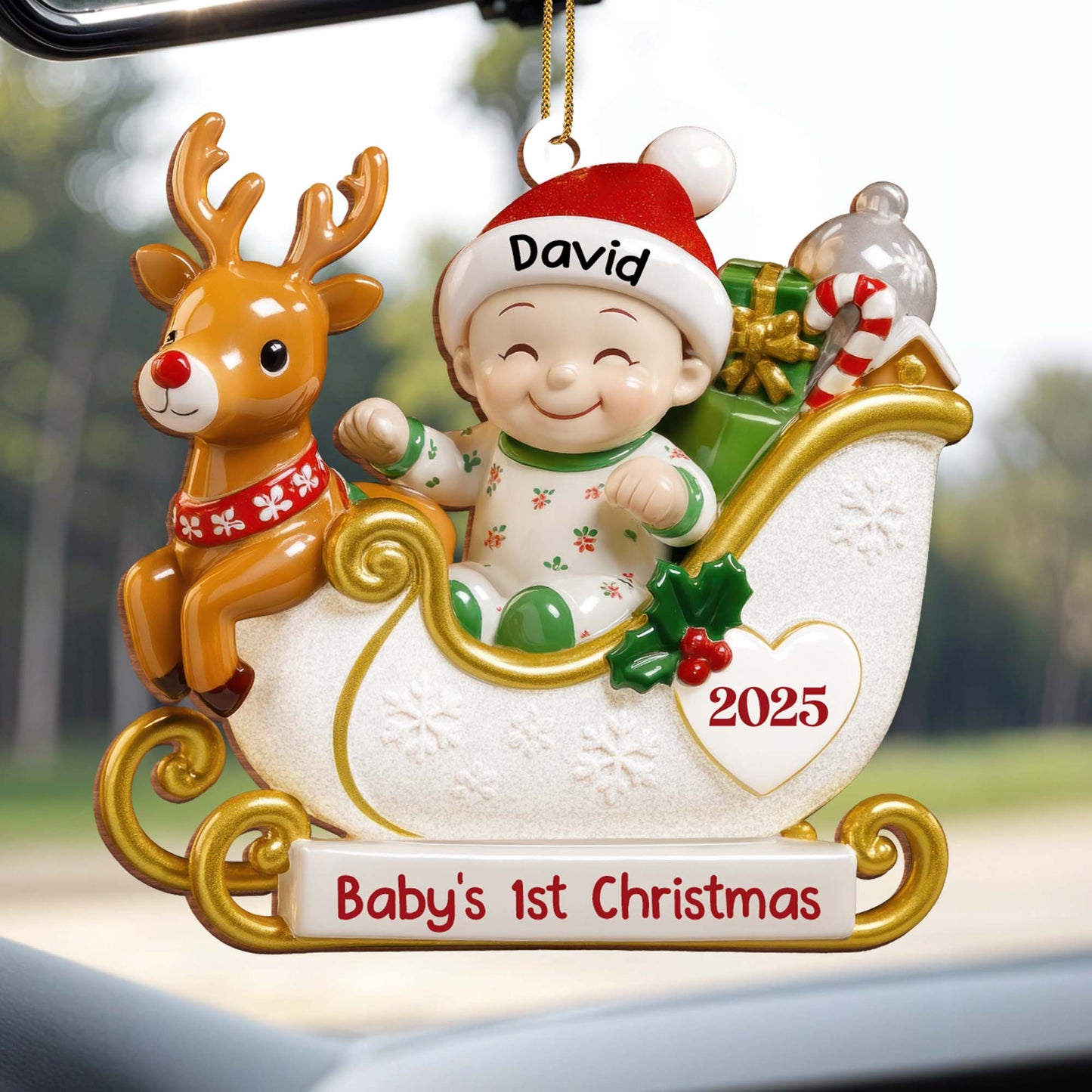 Baby's 1st Christmas With Reindeer And Sleigh
