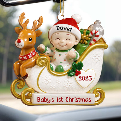 Baby's 1st Christmas With Reindeer And Sleigh