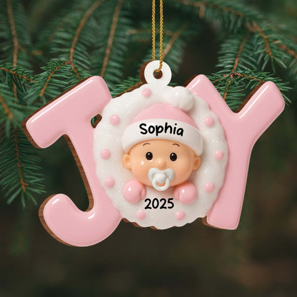 Custom Baby’s First Christmas Ornament With Snowflakes
