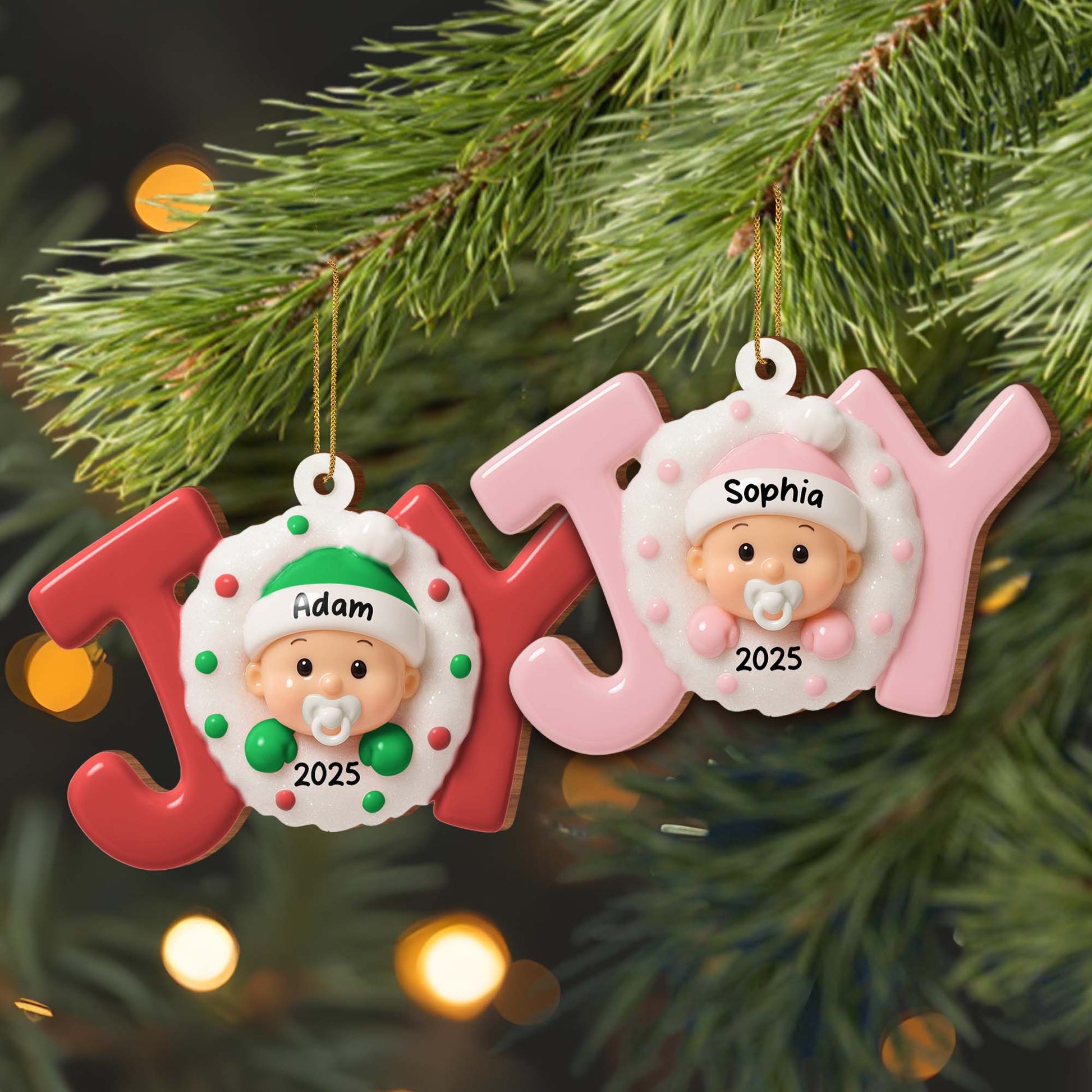 Custom Baby’s First Christmas Ornament With Snowflakes