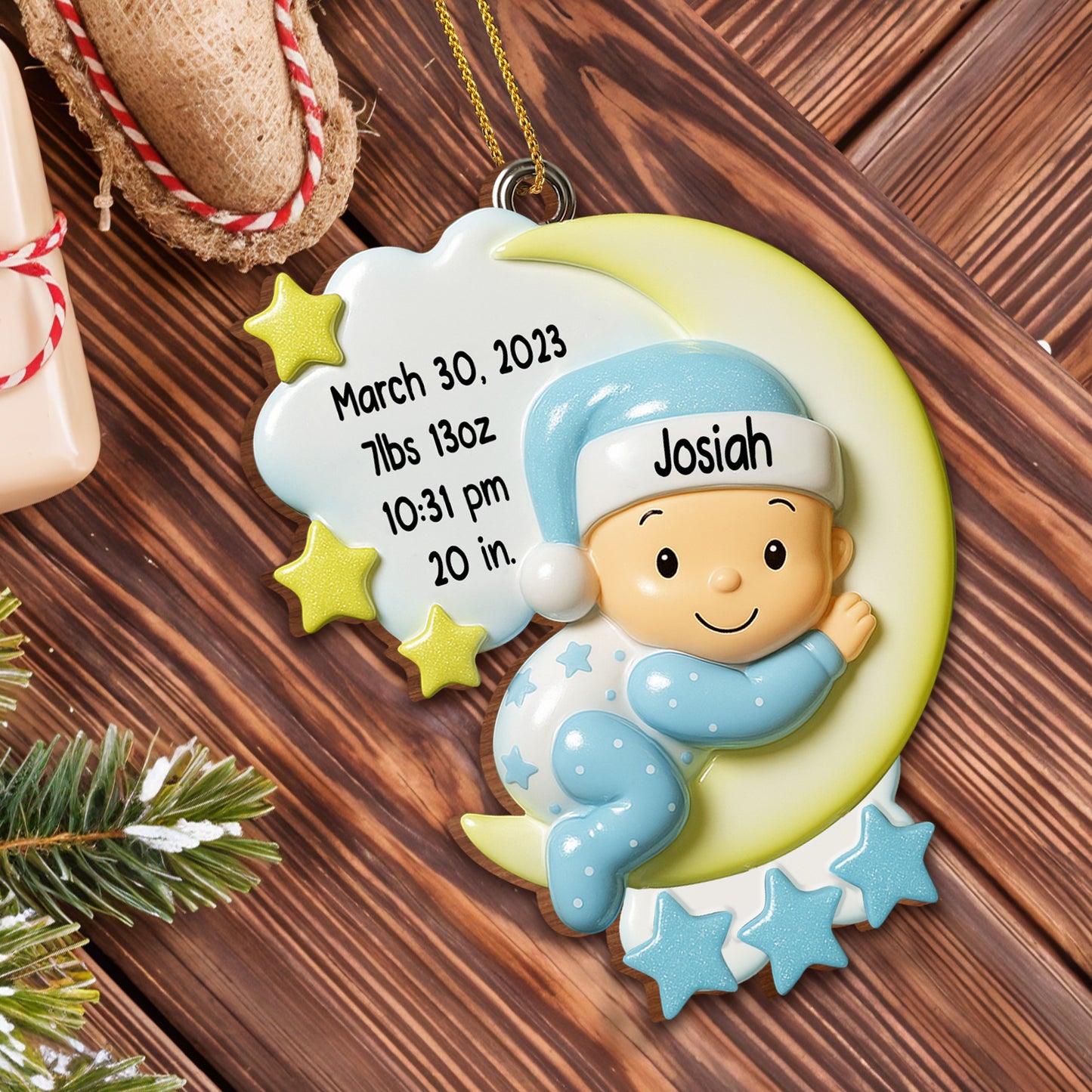 Celebra los momentos especiales de tu pequeña estrella - Adorno de madera personalizado, forma personalizada - KID194_WDO