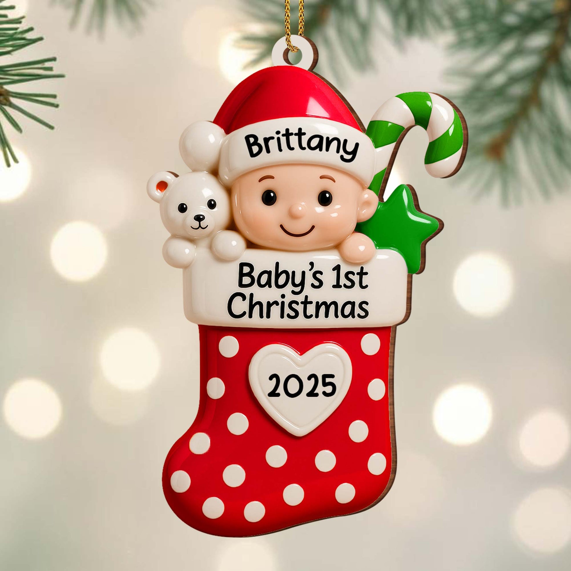 Baby's 1st Christmas Stocking With Teddy Bear And Star