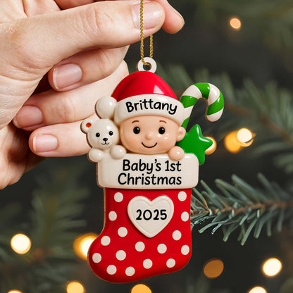 Baby's 1st Christmas Stocking With Teddy Bear And Star