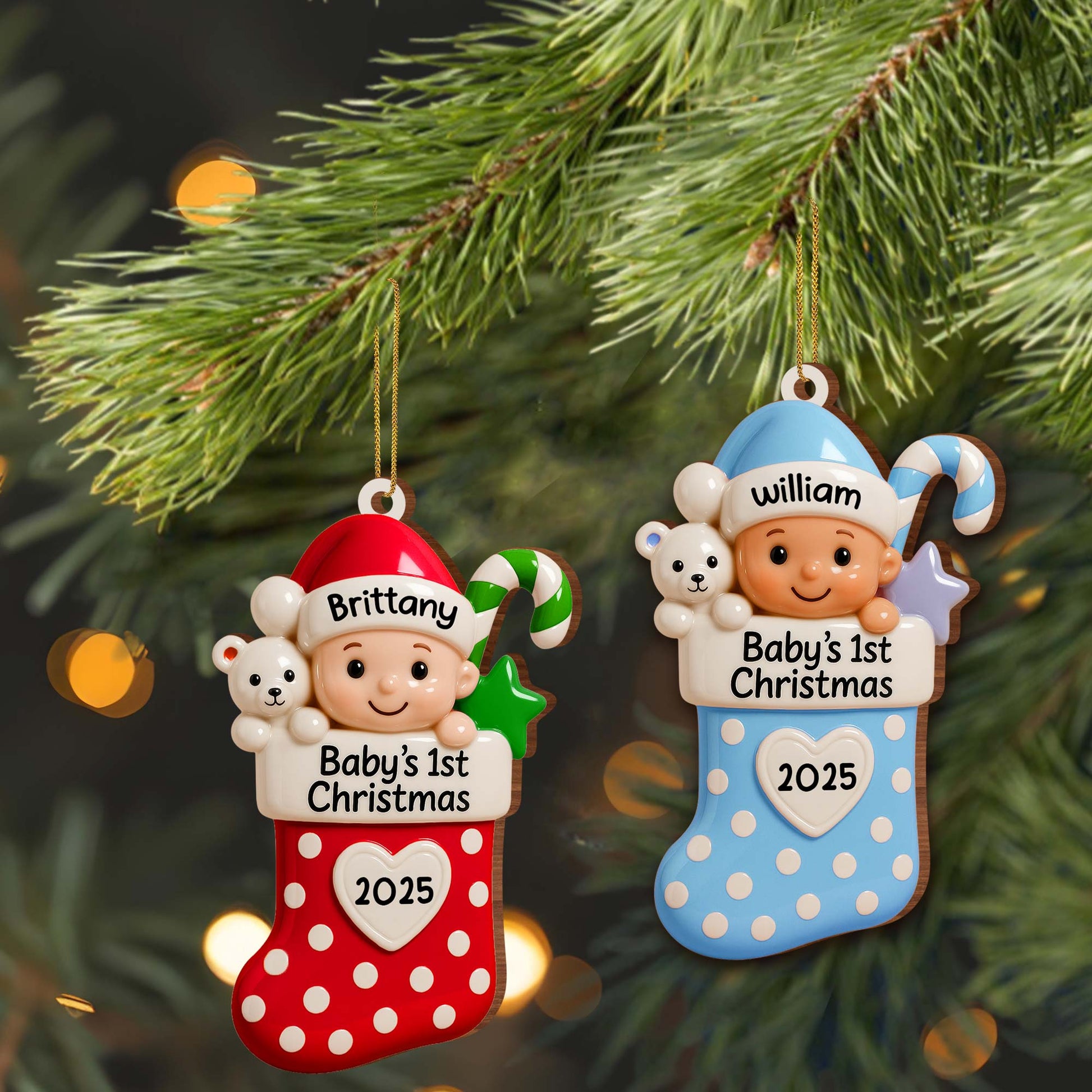 Baby's 1st Christmas Stocking With Teddy Bear And Star