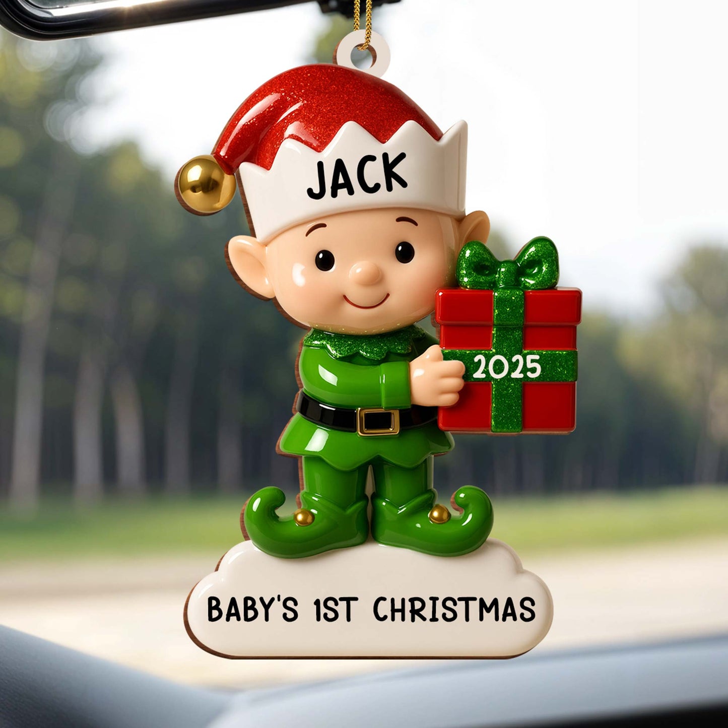Baby's 1st Christmas, Elf With Gift Box