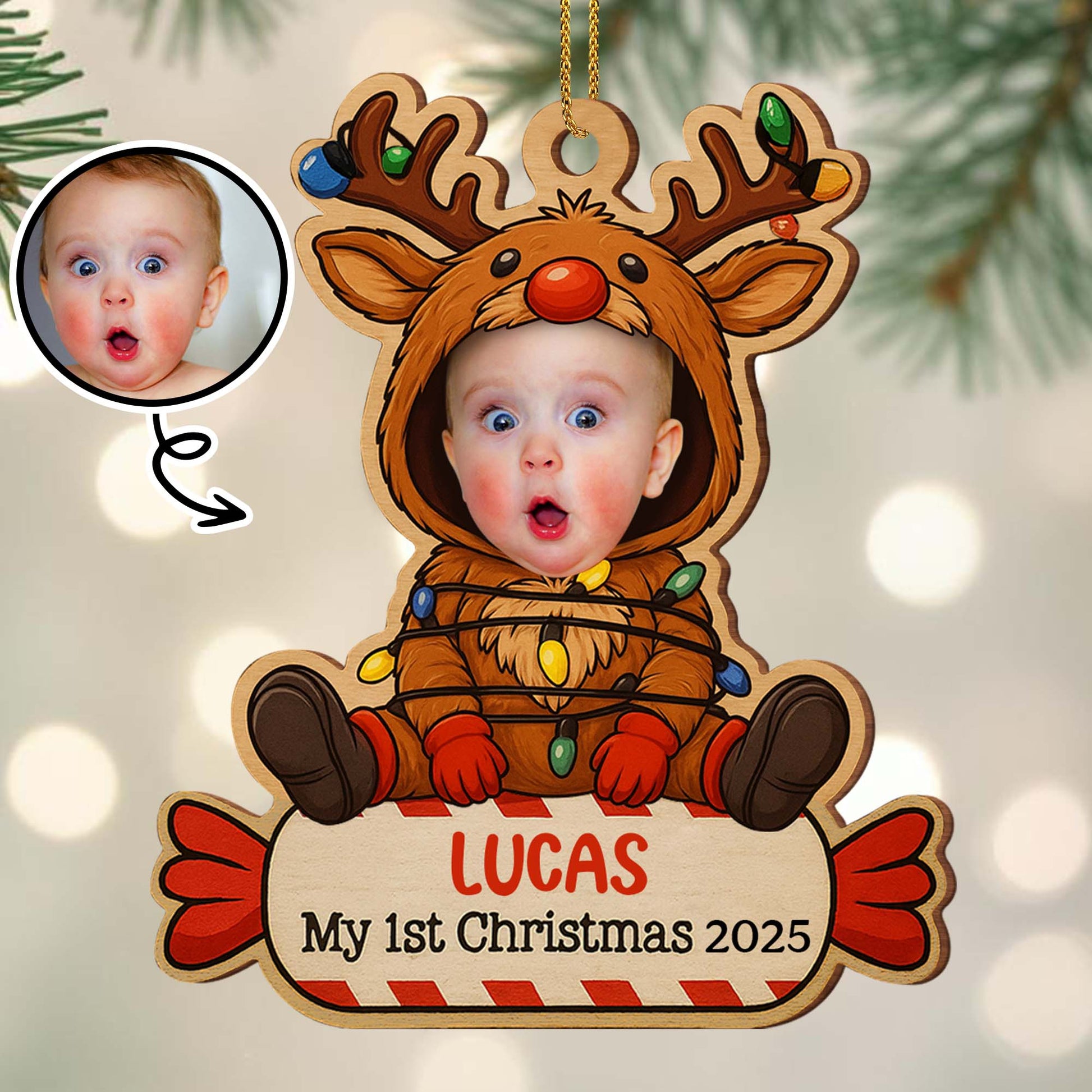 My 1st Christmas With Baby In Reindeer Costume