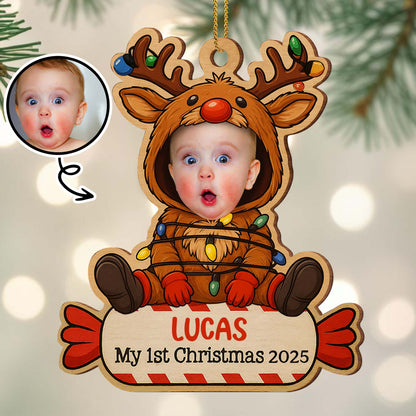 My 1st Christmas With Baby In Reindeer Costume