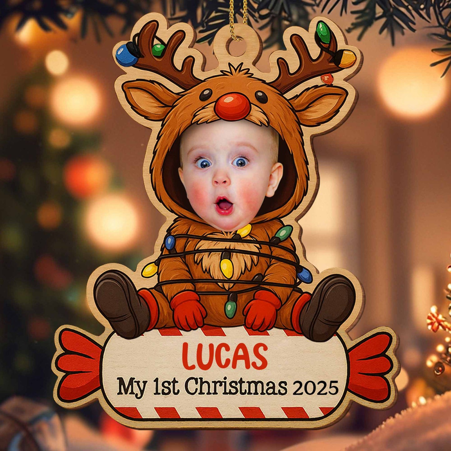 My 1st Christmas With Baby In Reindeer Costume