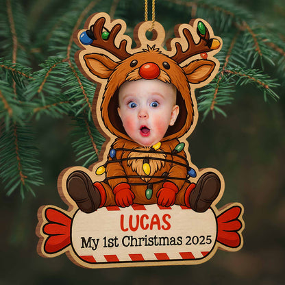 My 1st Christmas With Baby In Reindeer Costume