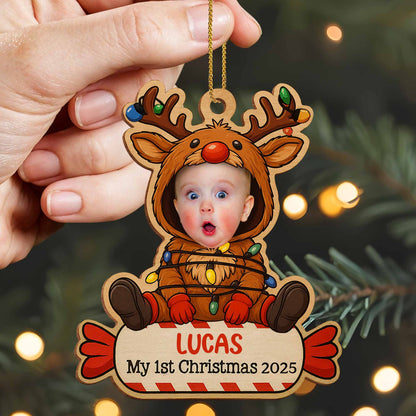 My 1st Christmas With Baby In Reindeer Costume