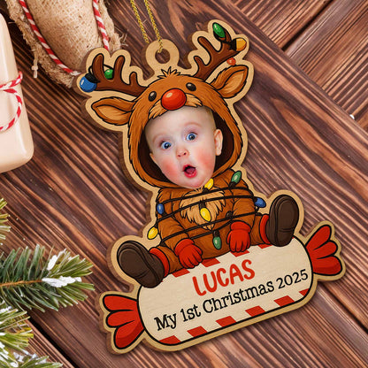 My 1st Christmas With Baby In Reindeer Costume