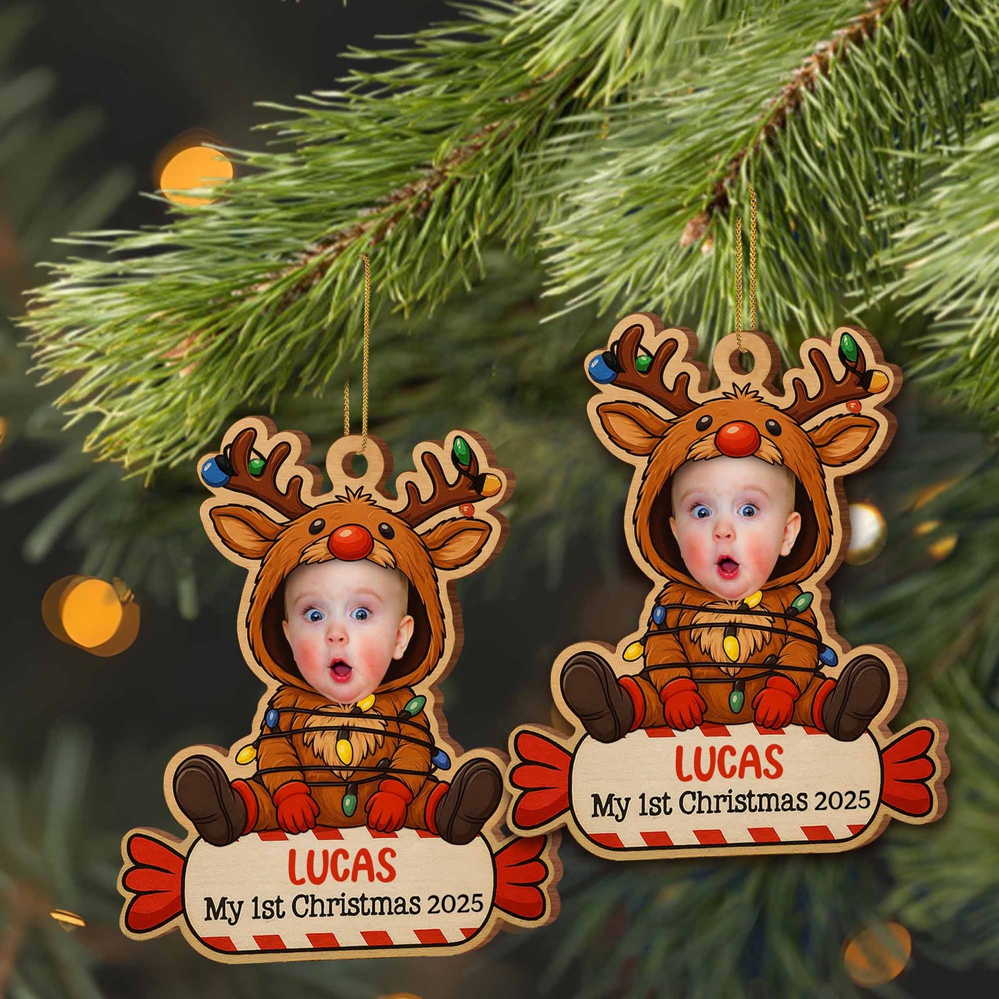 My 1st Christmas With Baby In Reindeer Costume