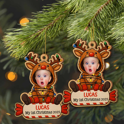 My 1st Christmas With Baby In Reindeer Costume