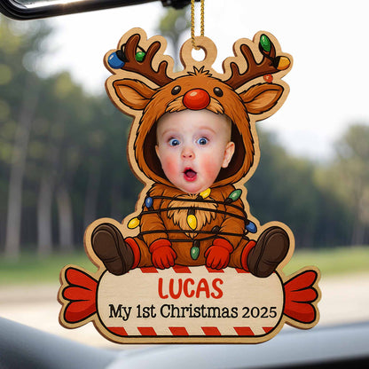 My 1st Christmas With Baby In Reindeer Costume