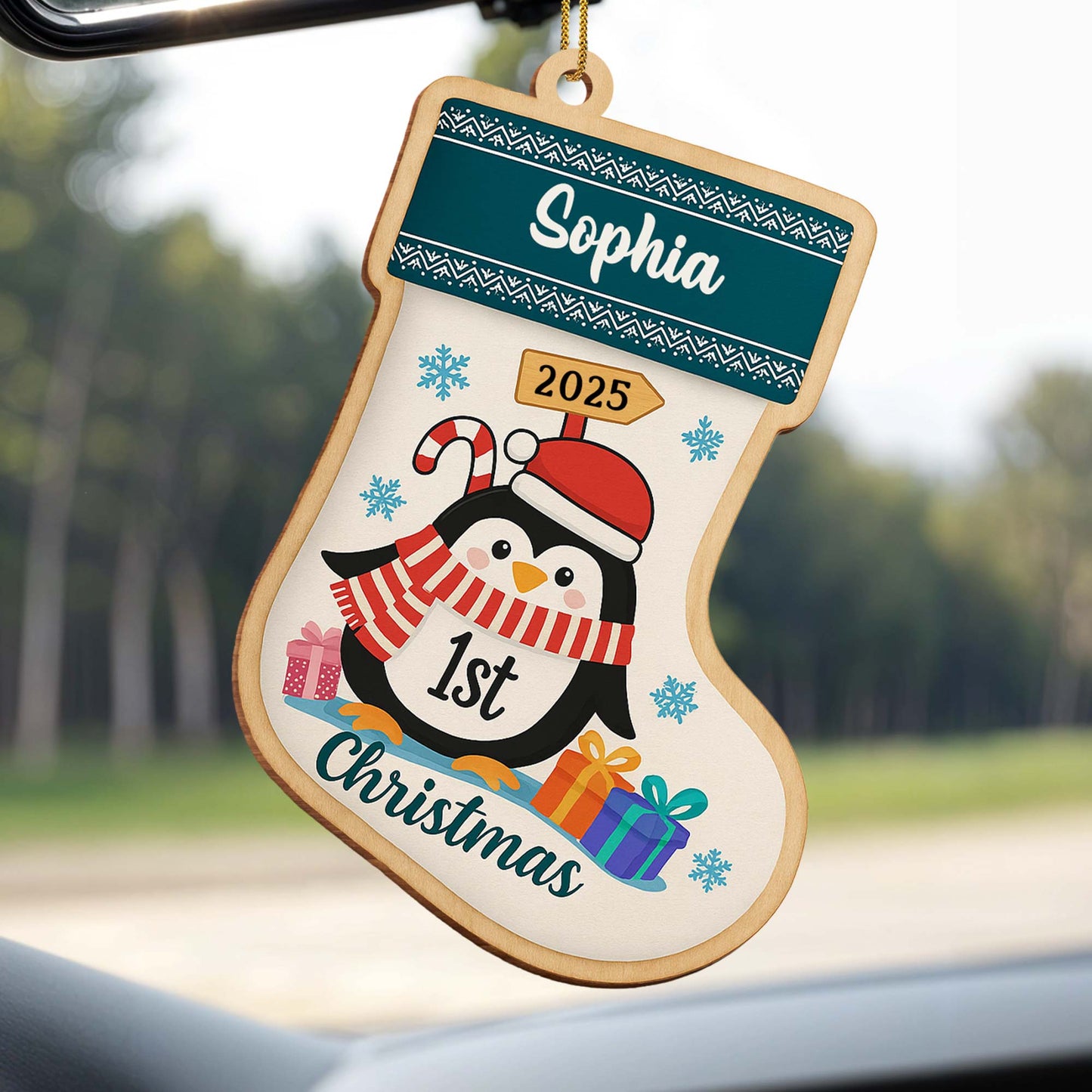 To [Name] On Your 1st Christmas, Penguin Gifts Snowflakes Ornament