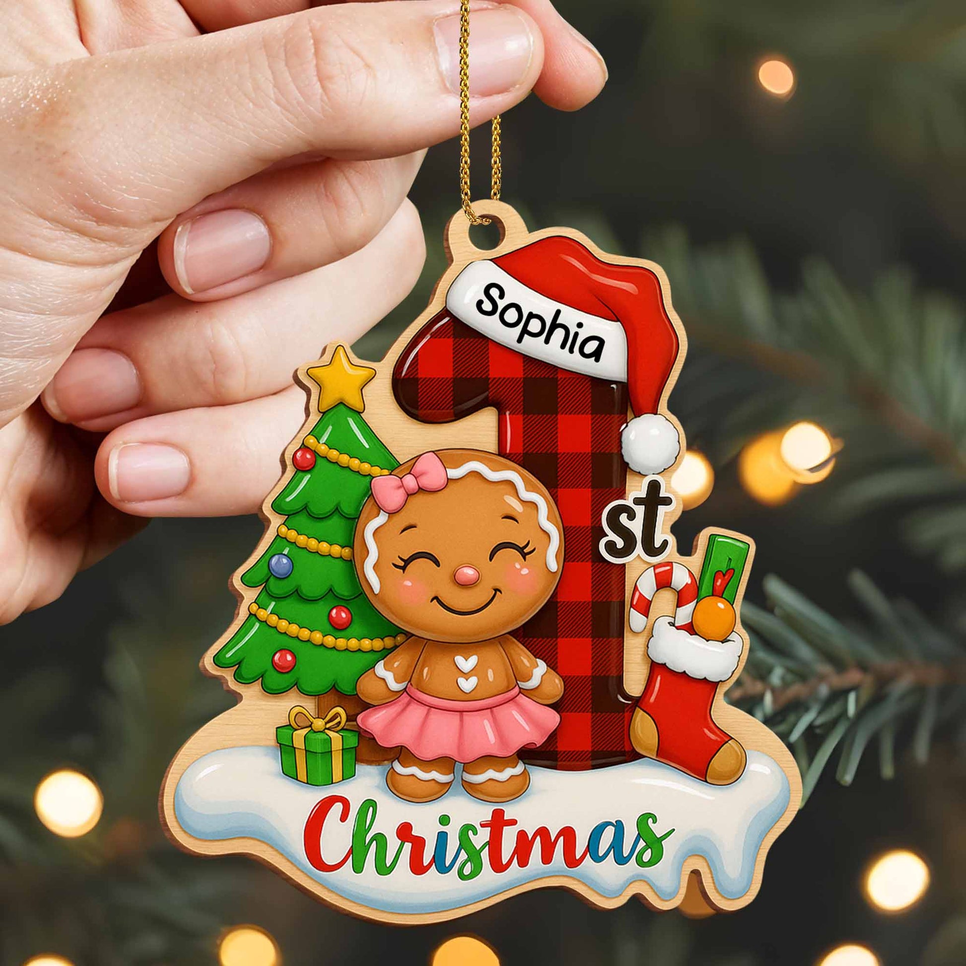 Christmas With Gingerbread Girl and Christmas Tree