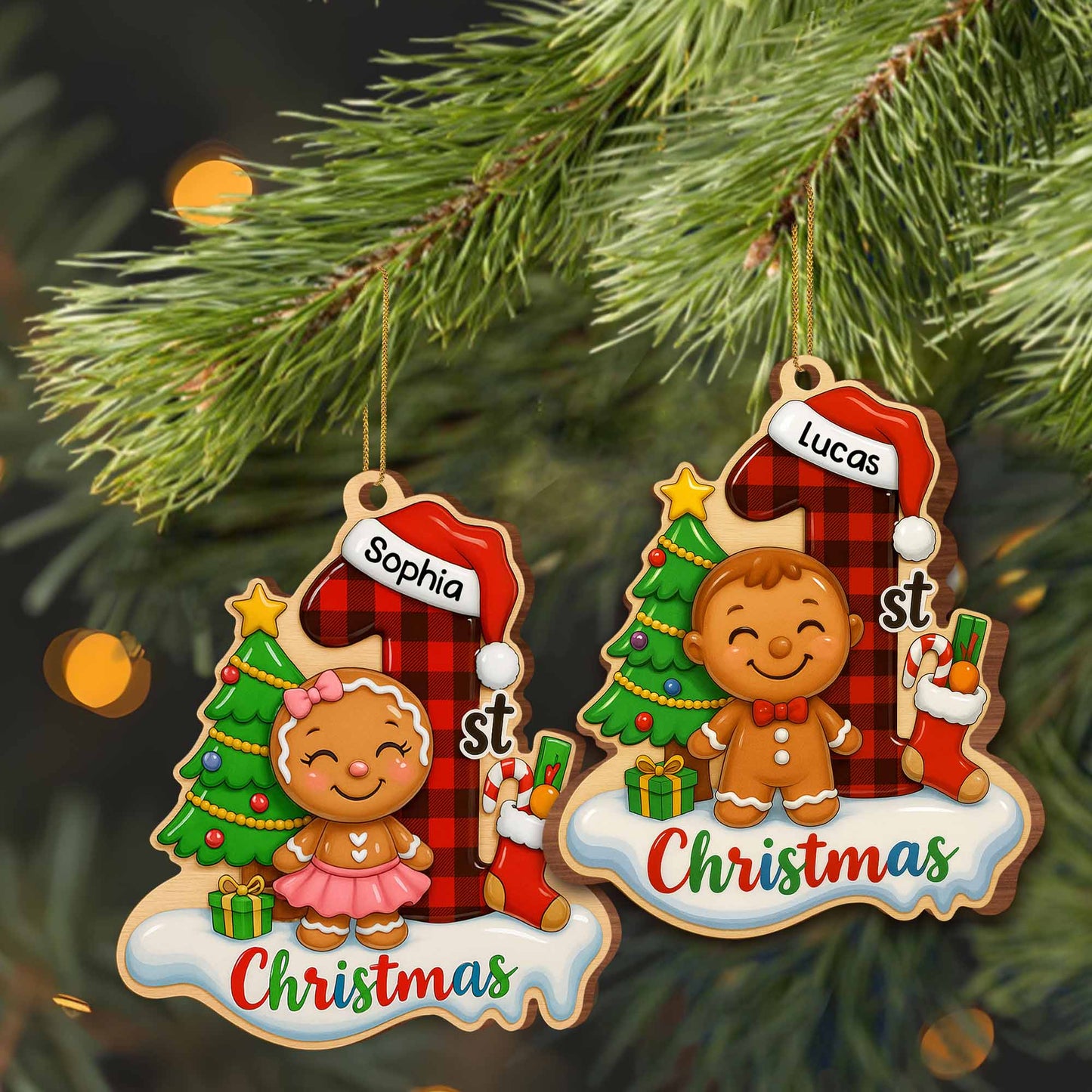 Christmas With Gingerbread Girl and Christmas Tree