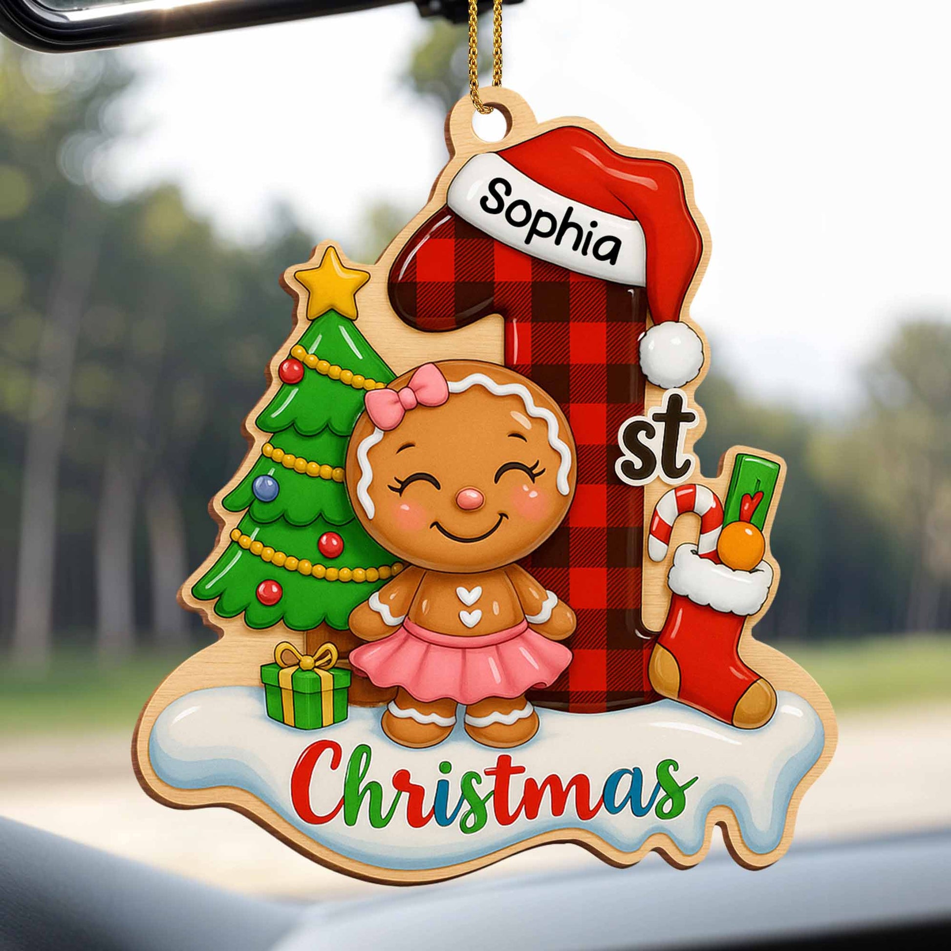 Christmas With Gingerbread Girl and Christmas Tree