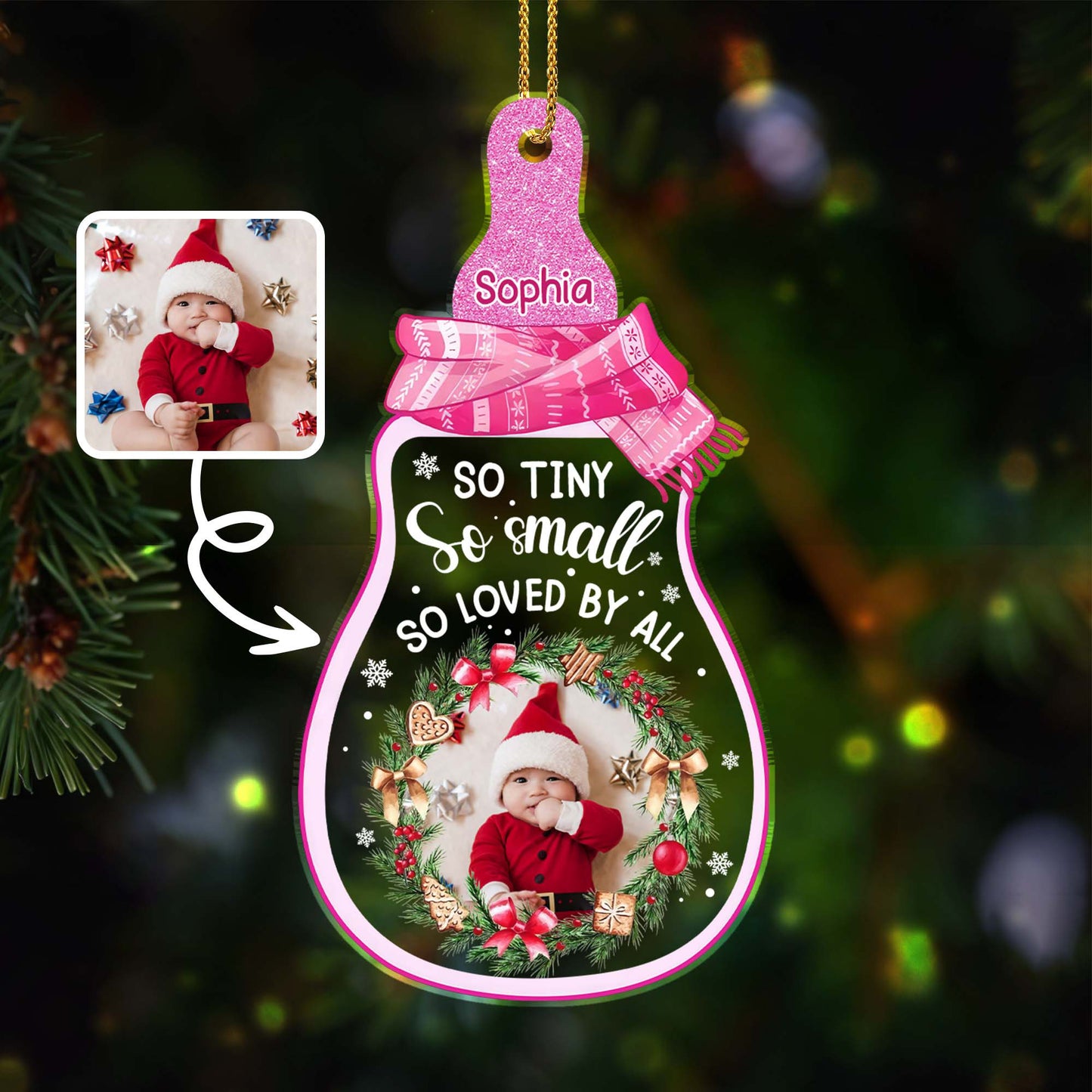 Si petit, si petit, si aimé de tous, le premier Noël de bébé - Décoration acrylique personnalisée, cadeau de Noël - KID215_ACO