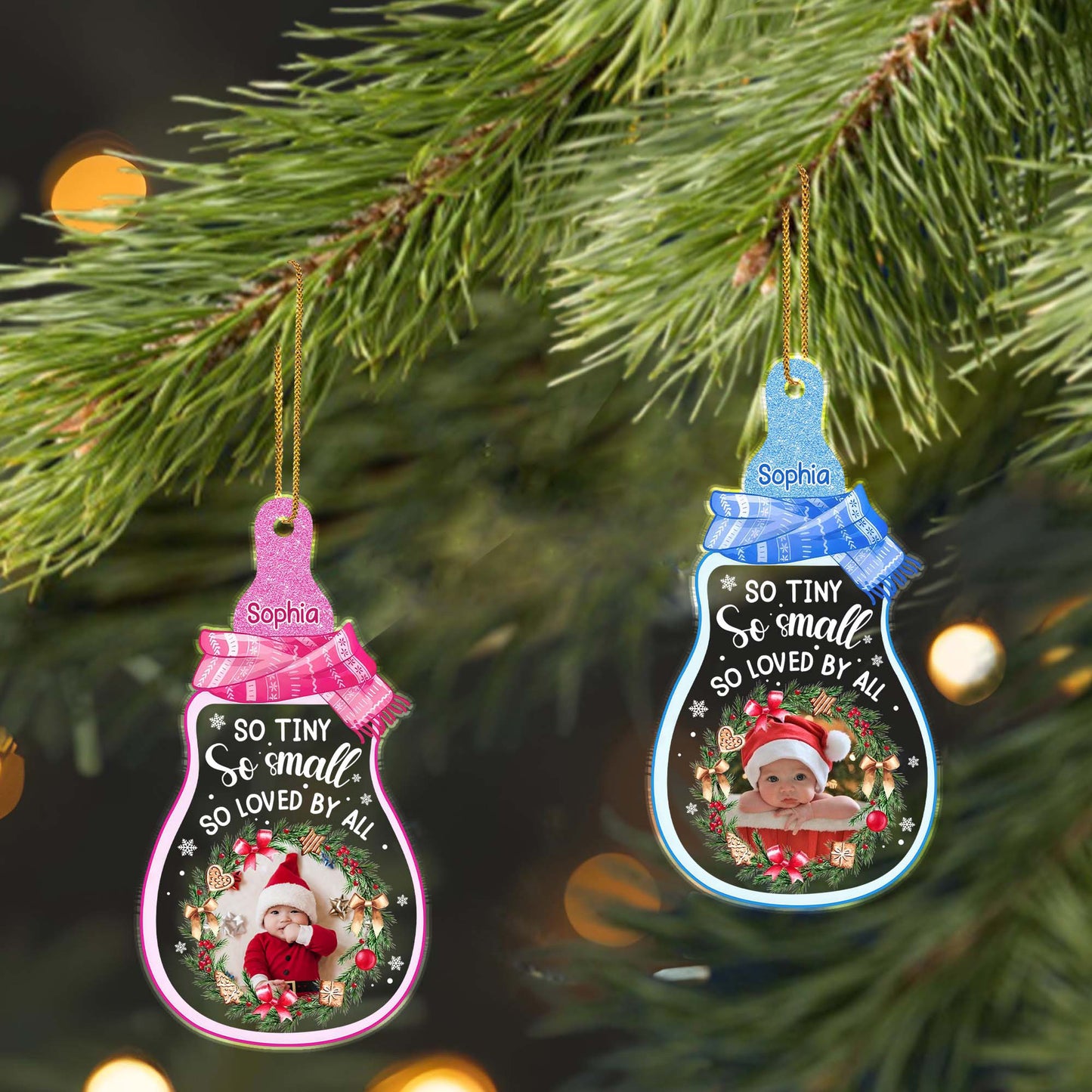 Si petit, si petit, si aimé de tous, le premier Noël de bébé - Décoration acrylique personnalisée, cadeau de Noël - KID215_ACO