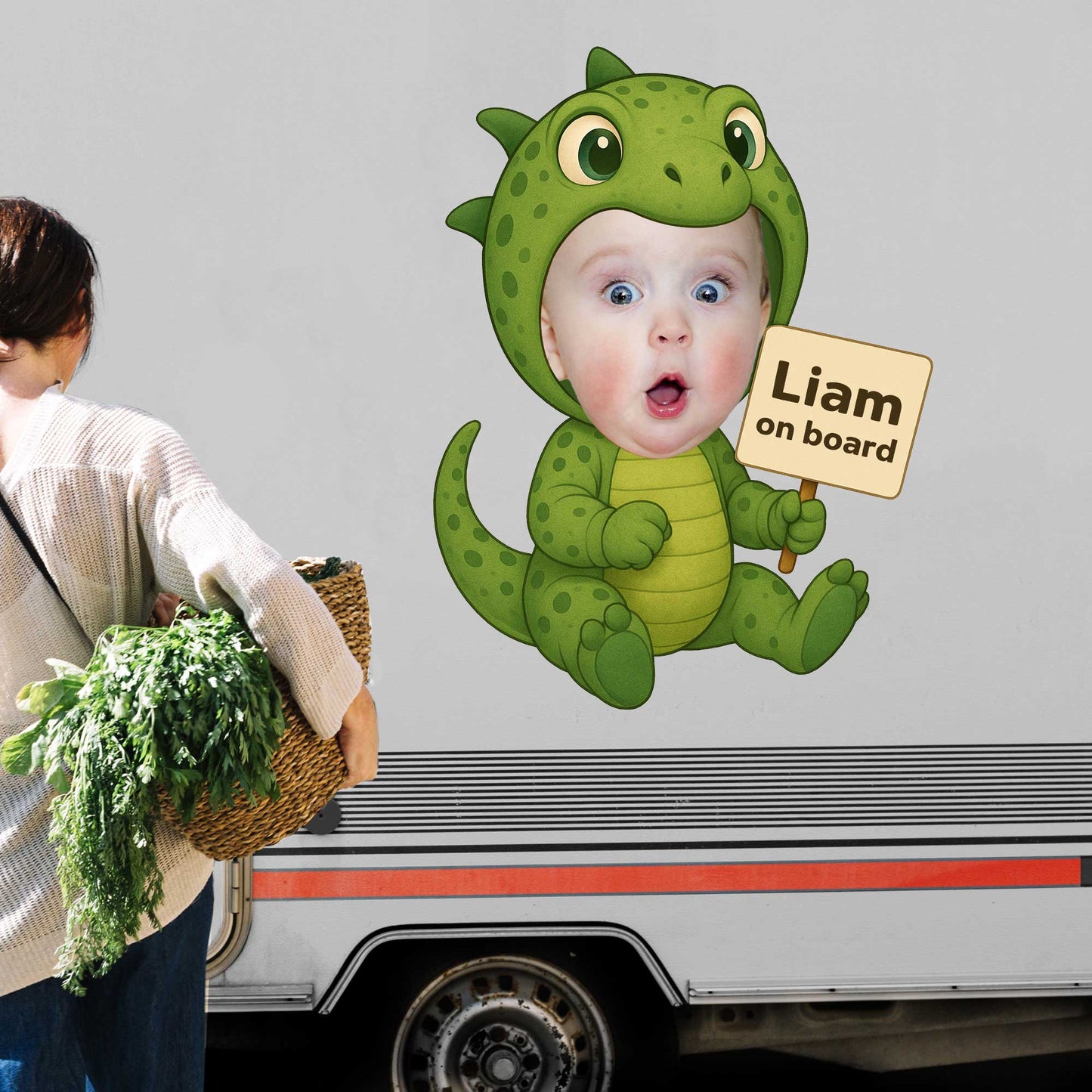 On Board Dinosaur Costume Baby Decal