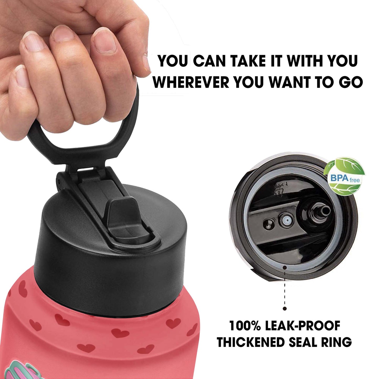 Personalized Water Bottle with Backpack and Colored Pencils