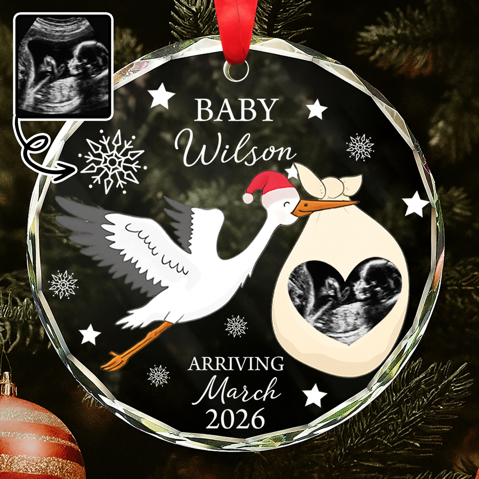 Baby Arriving March, Stork and Ultrasound Design