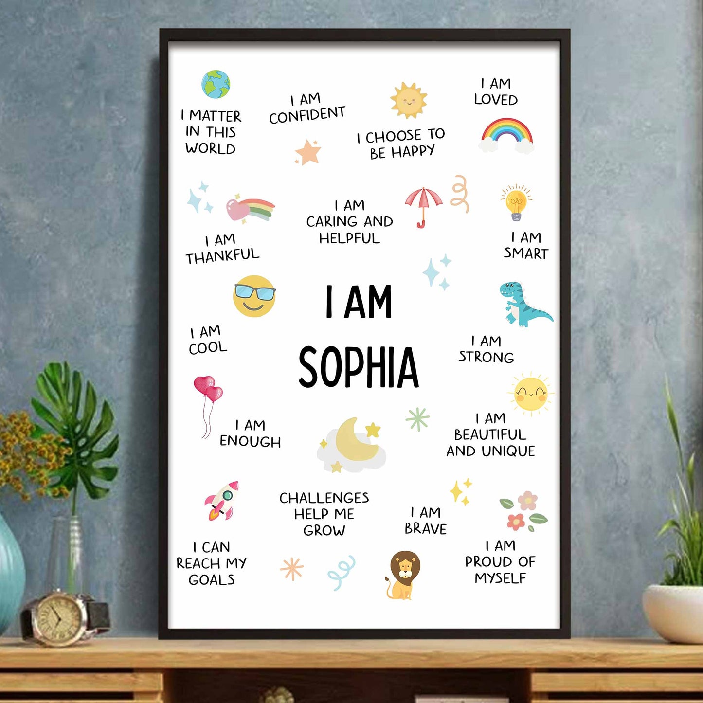 I Am Cool, I Am Proud of Myself, Confidence Boosting Art - Personalized Custom Vertical Poster - KID231_VPOS