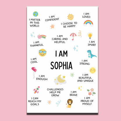 I Am Cool, I Am Proud of Myself, Confidence Boosting Art - Personalized Custom Vertical Poster - KID231_VPOS