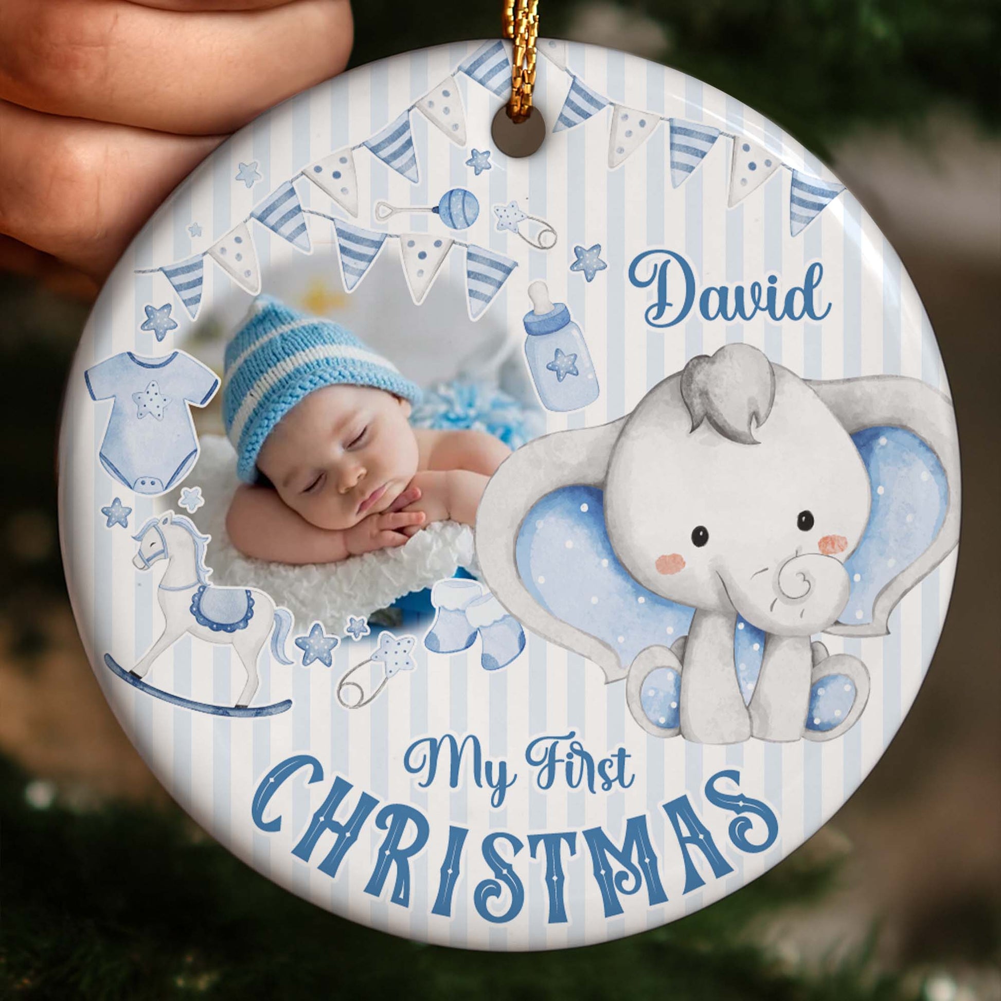 My First Christmas, Baby And Elephant Decoration