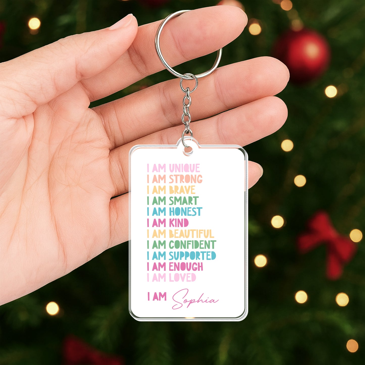 I Am Unique, I Am Strong, Inspiring Personalized Keychain