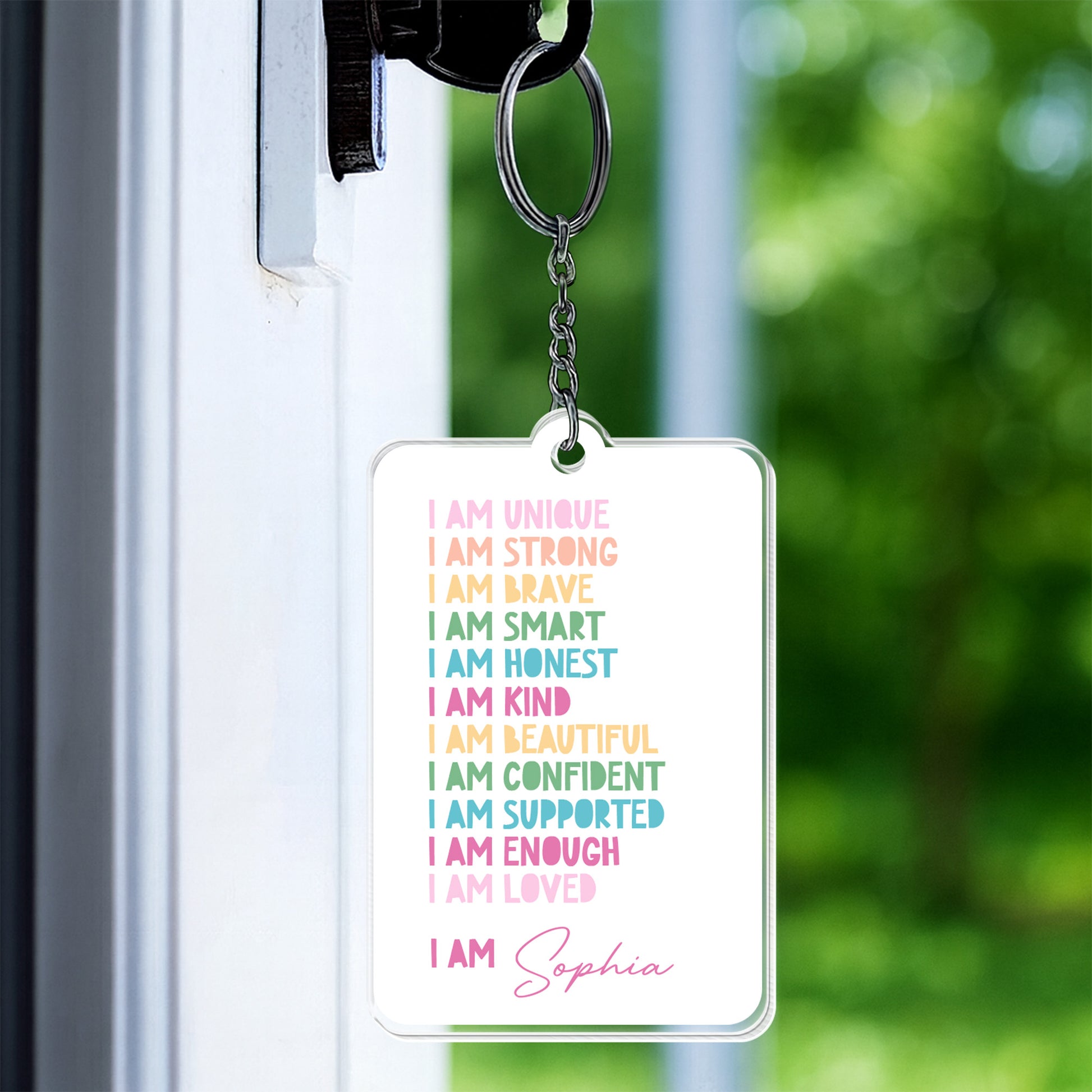 I Am Unique, I Am Strong, Inspiring Personalized Keychain