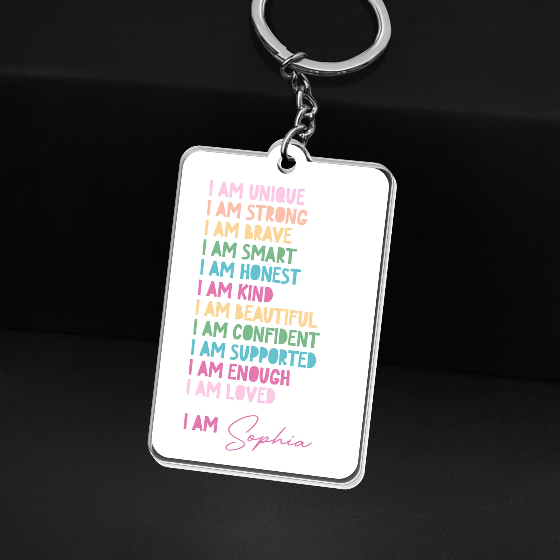 I Am Unique, I Am Strong, Inspiring Personalized Keychain