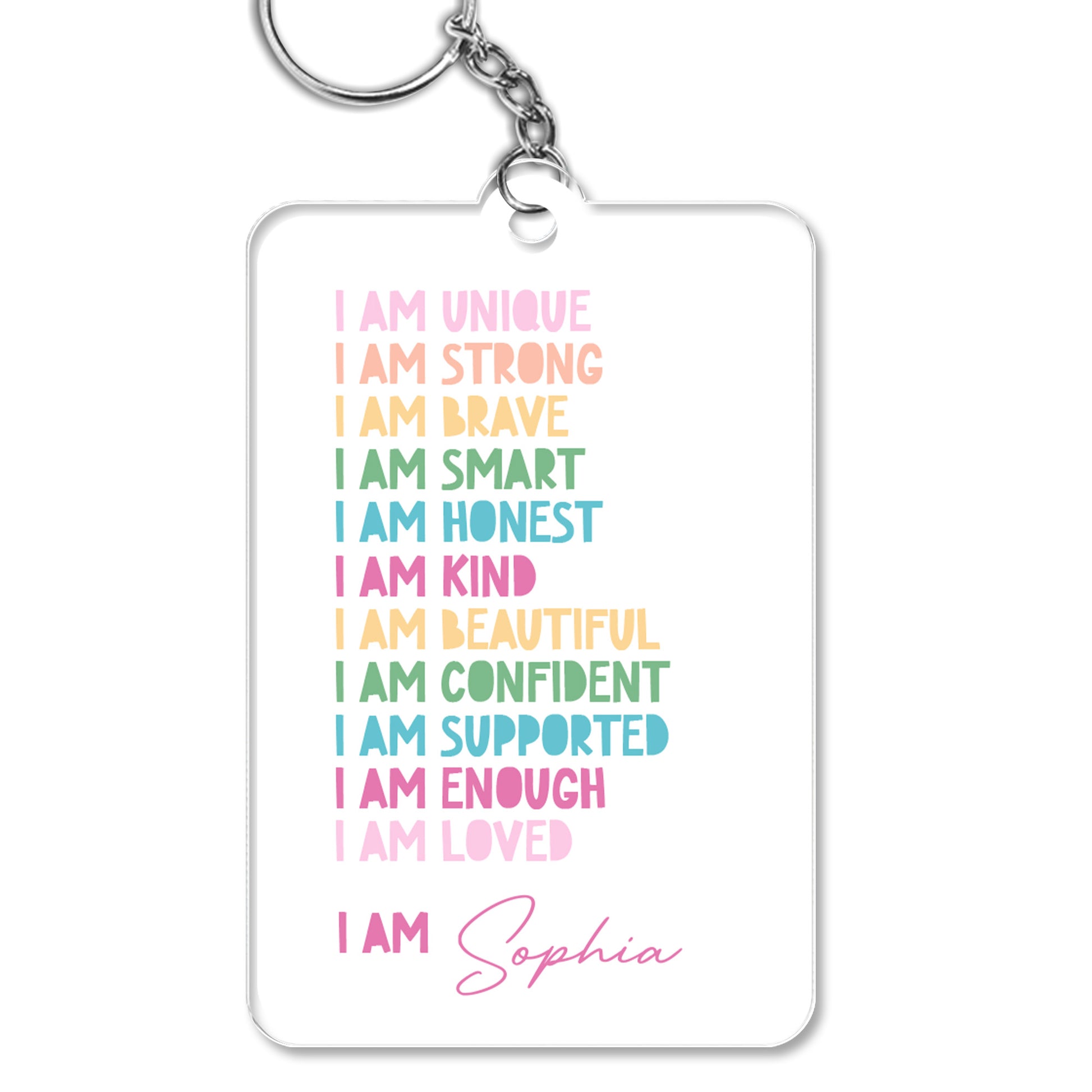 I Am Unique, I Am Strong, Inspiring Personalized Keychain