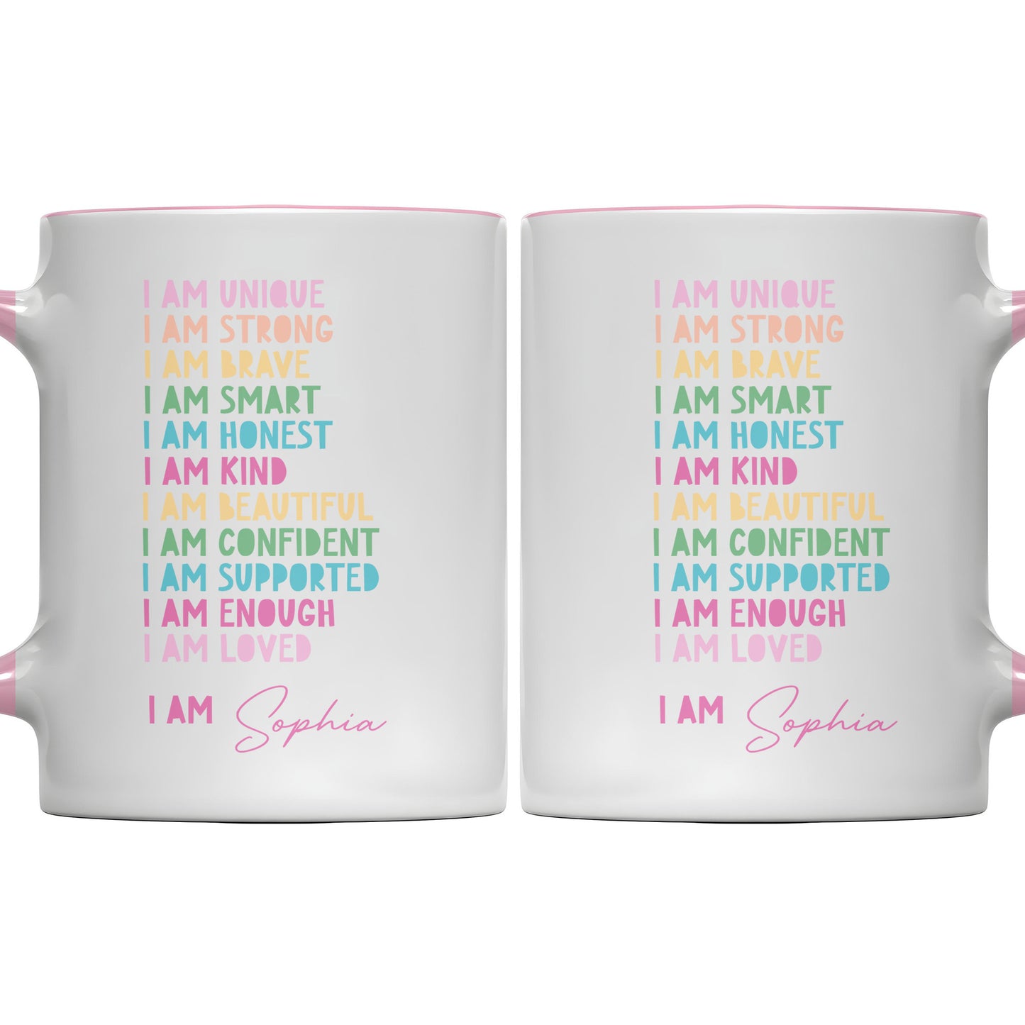 I Am Unique, I Am Strong, Inspirational Words Accent Mug
