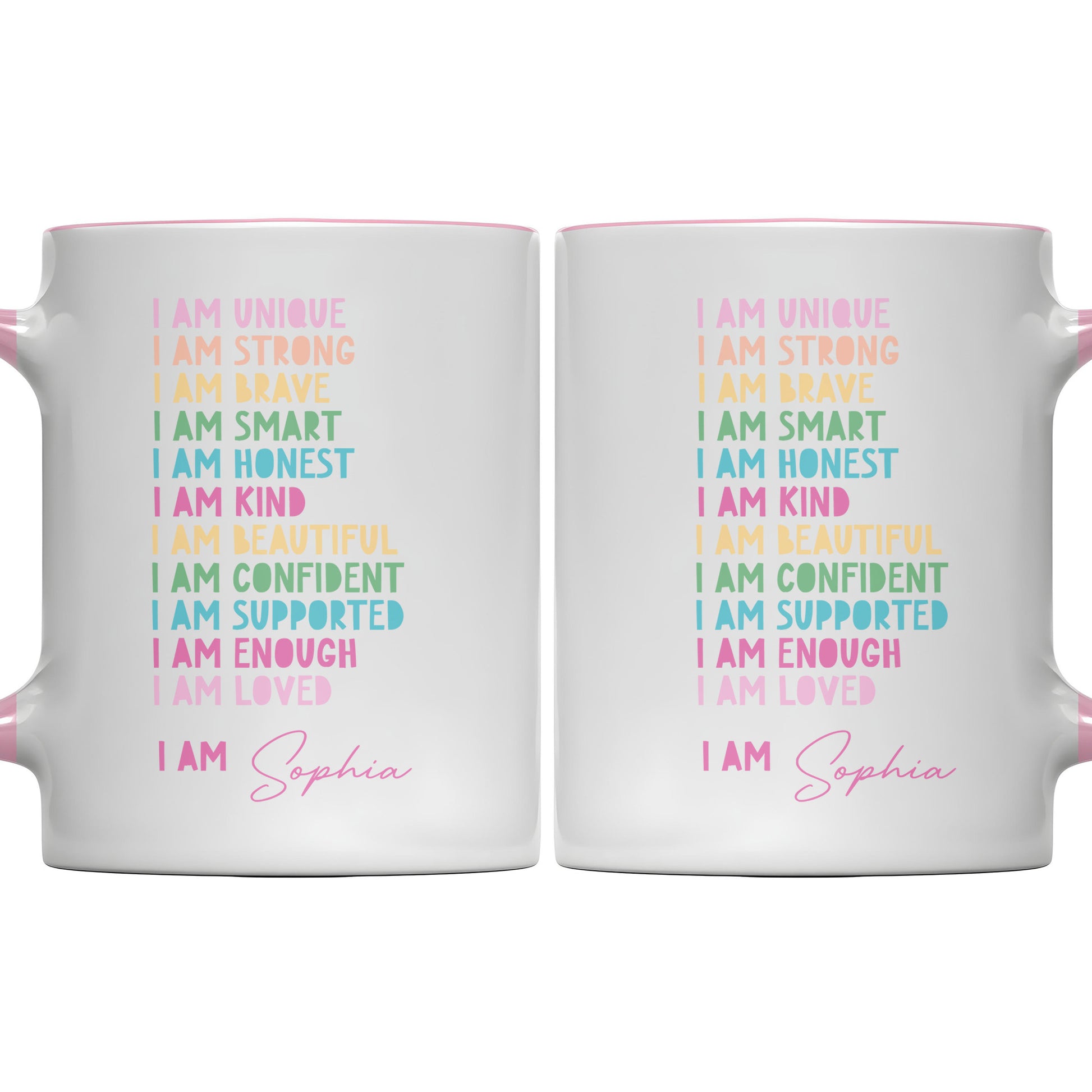 I Am Unique, I Am Strong, Inspirational Words Accent Mug